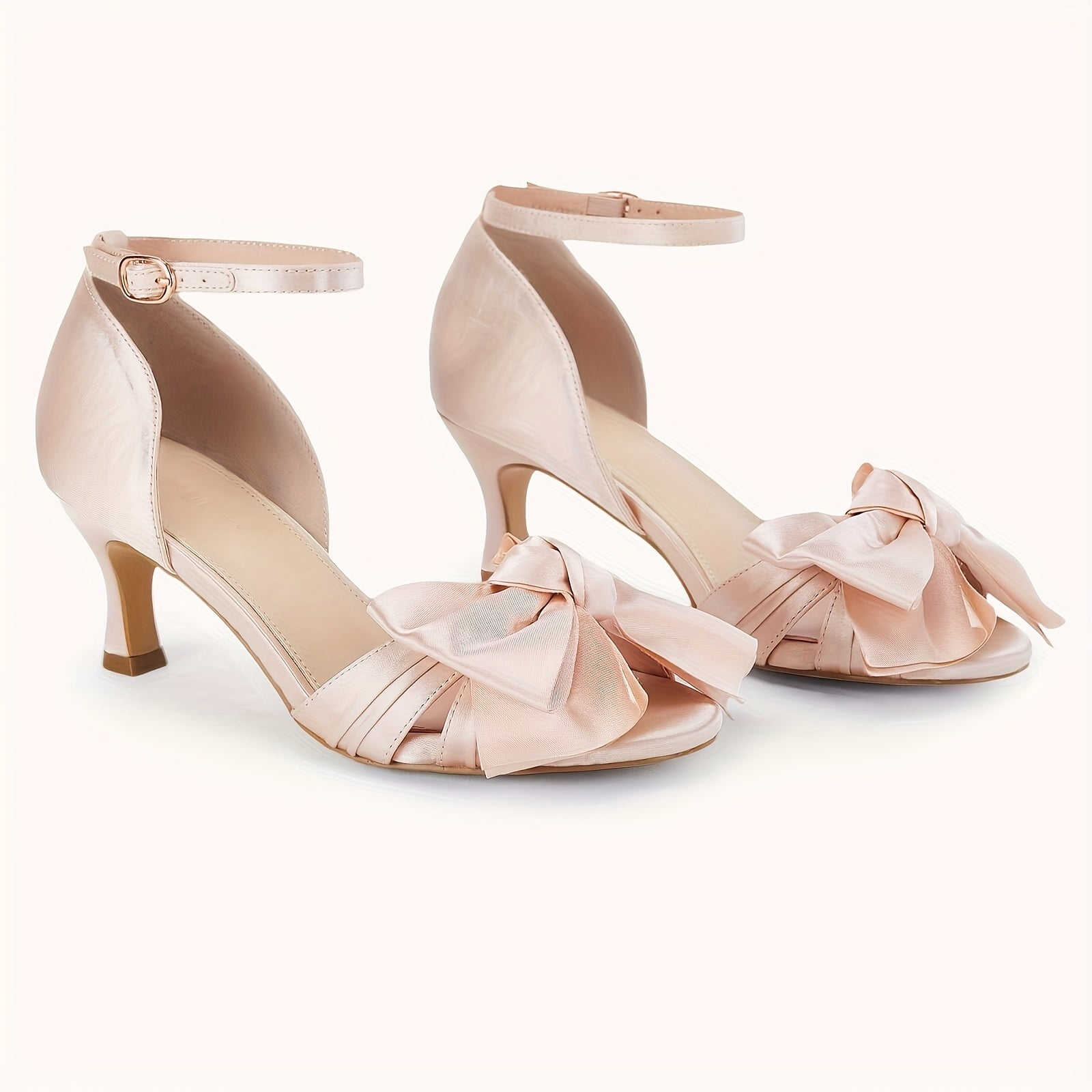 Women's Black Kitten Heel Sandals with Bow Detail - Open-Toe Ankle Strap, Hook & Loop Closure, Canvas Upper & PU Sole for Weddings, Parties, Dress Shoes, Wedding Guest Footwear | Synthetic Cover Footwear