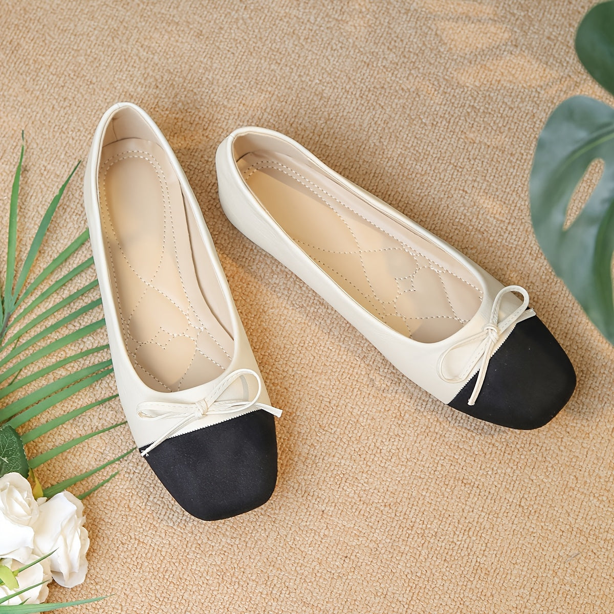 Single Shoe Women's Fashion Temperament, Seasonal Shallow Bow, Versatile Splicing, Plus Size Mary Jane