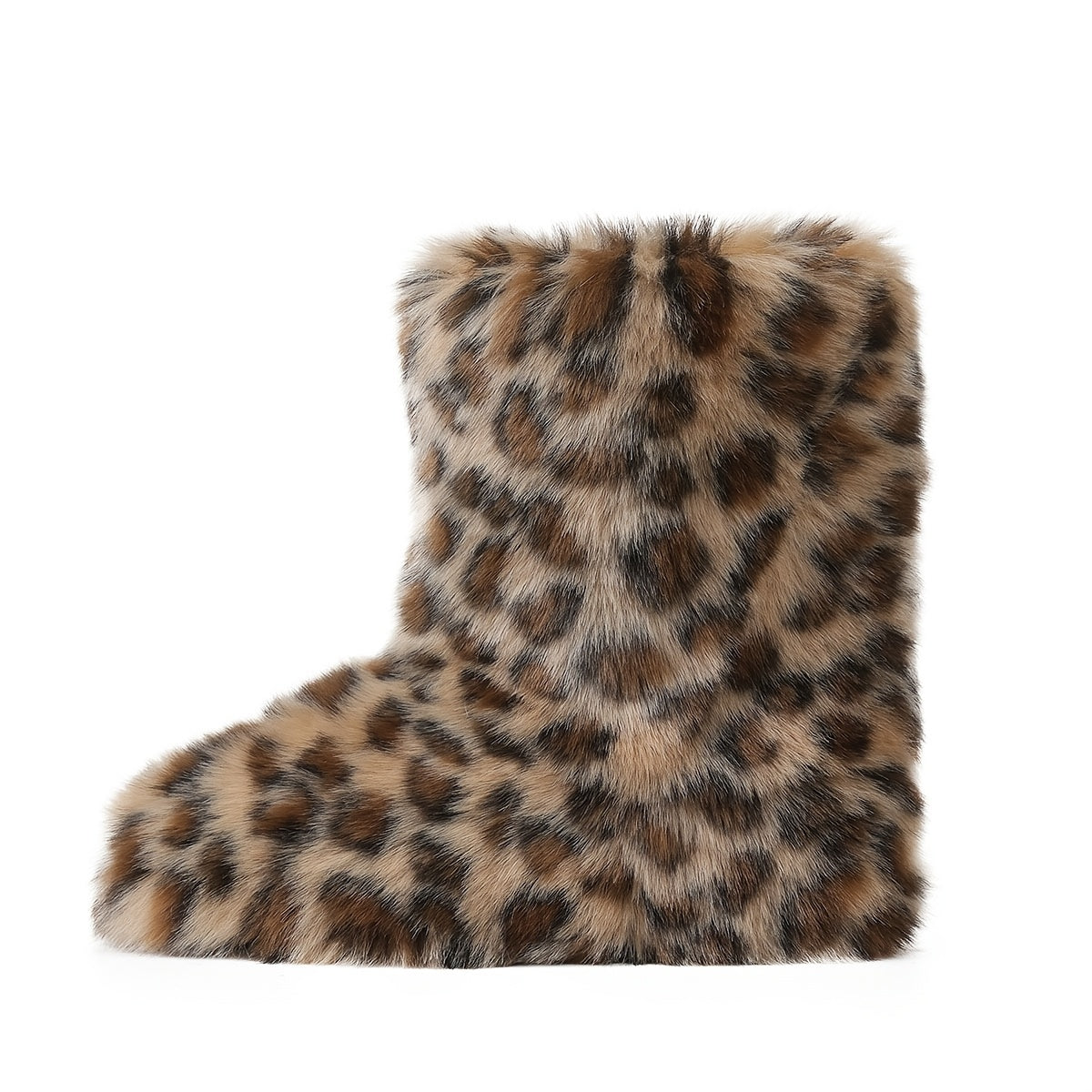 Women's Furry Faux Fur Winter Boots - Fluffy Warm Snow Booties with Flat Rubber Sole, Fashionable Outdoor Shoes for Girls and Women, Furry Boots