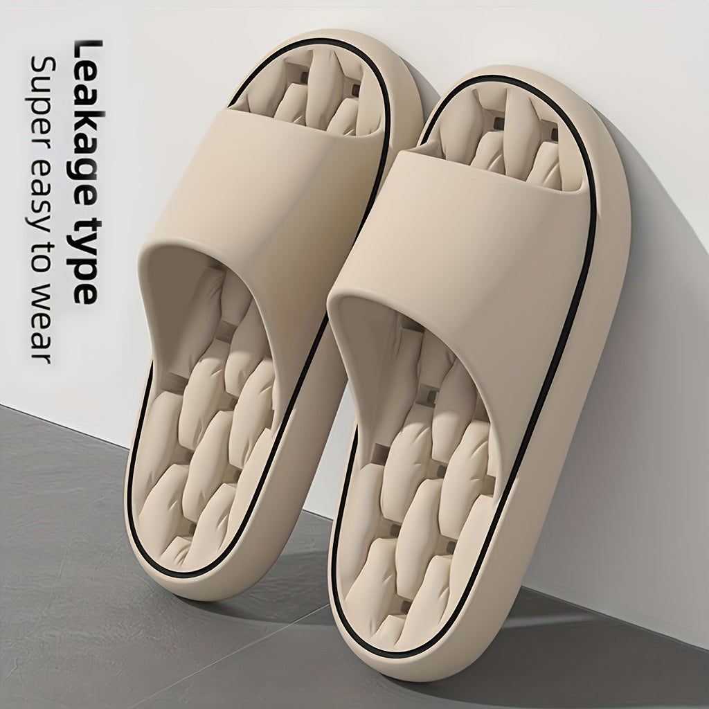 Solid Color 1pc Lady's Minimalist Home-style Slippers with Holes, Comfortable All Year Round EVA Material Home Slipper, Holiday Gift