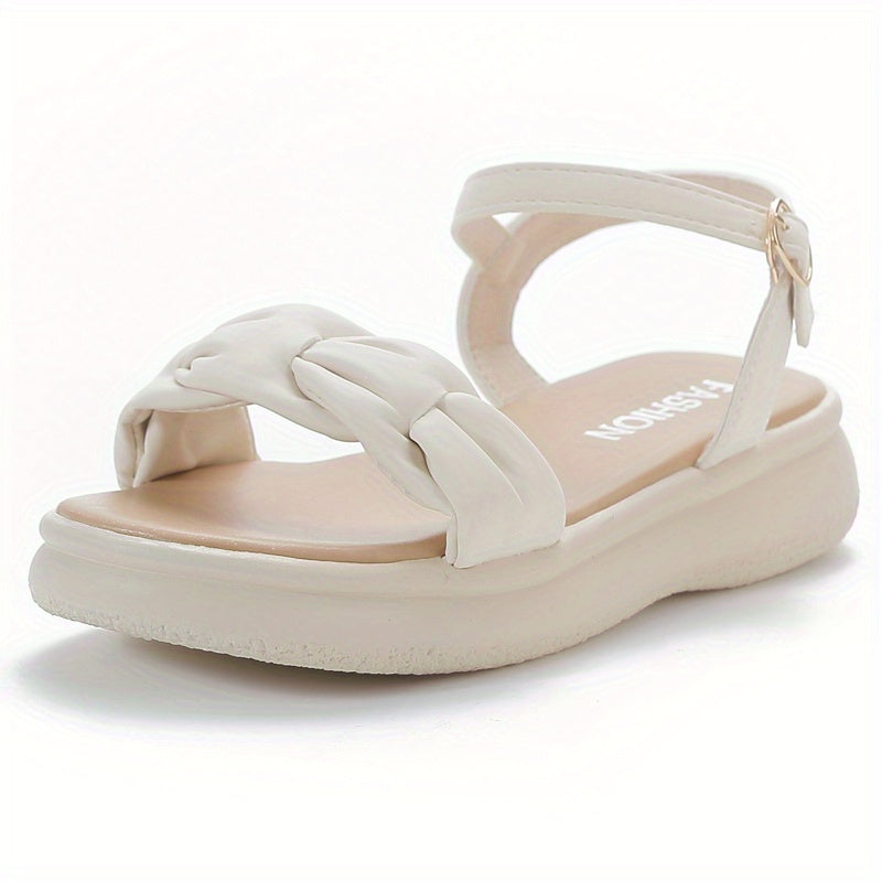 Women's Lightweight Non-Slip Summer Flip flops - Beige & White Accent Open Toe Sandals with Cushioned PU Insole, Slip-Resistant Rubber Sole for Beach, Casual, Office - Everyday Women's Shoes, Ladies Shoes And Sandals